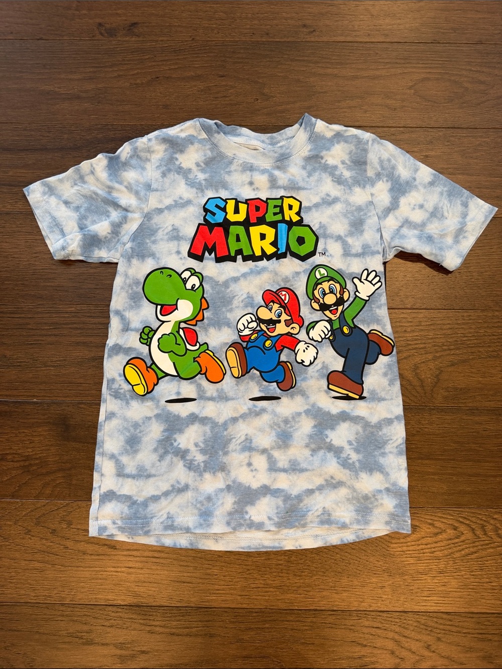 Nintendo Super Mario Tie-Dye Tee - Blue & White Size 12 - P35